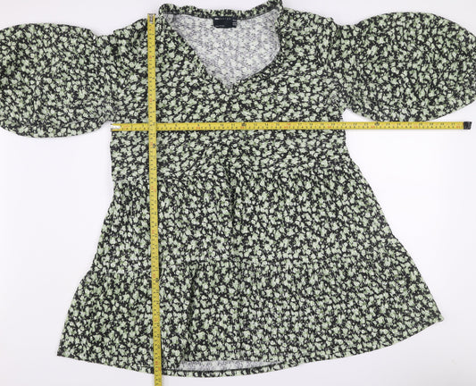 ASOS Design Curve Green Floral Smocked A-Line Dress Size 18