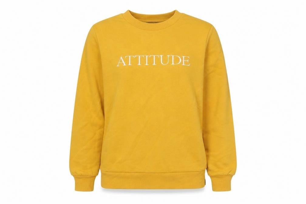 Dunnes Mustard Attitude Sweatshirt Womens Small Cotton Blend