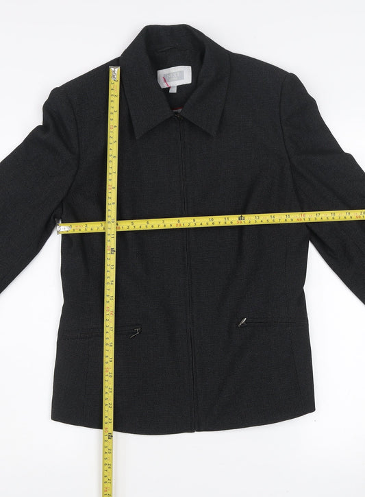 Next Women's Black Zip-Up Collared Blazer Jacket Size 12