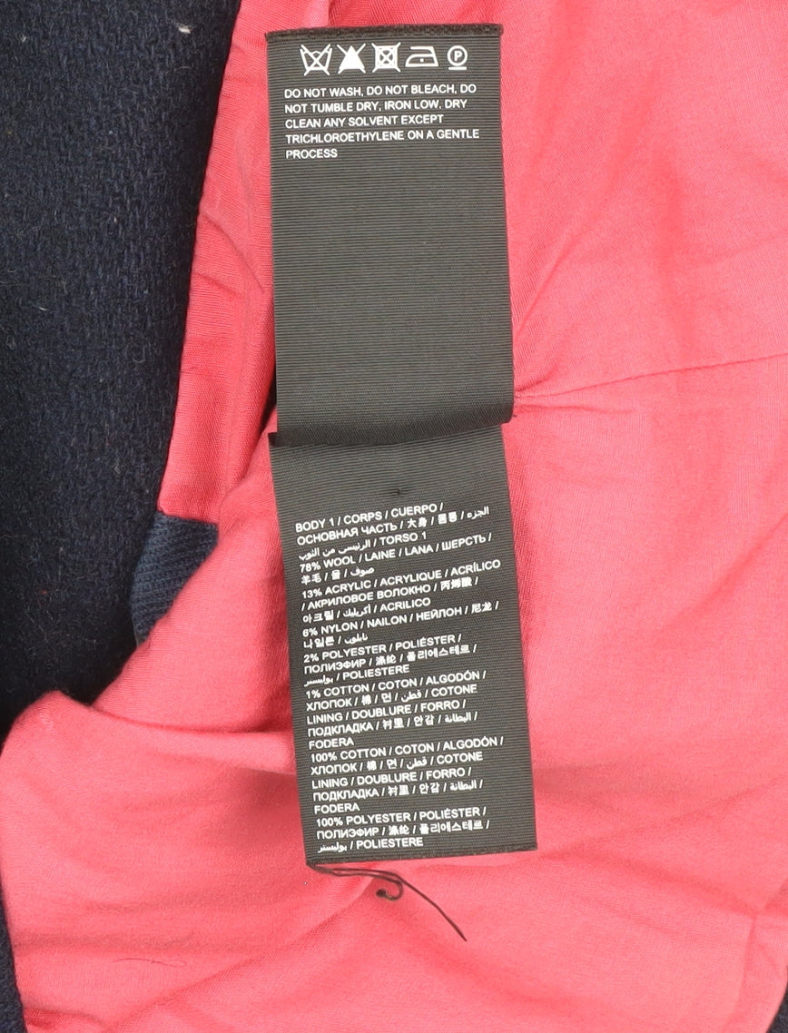 Superdry Women's Blue Wool Classic Pea Coat Jacket Size S