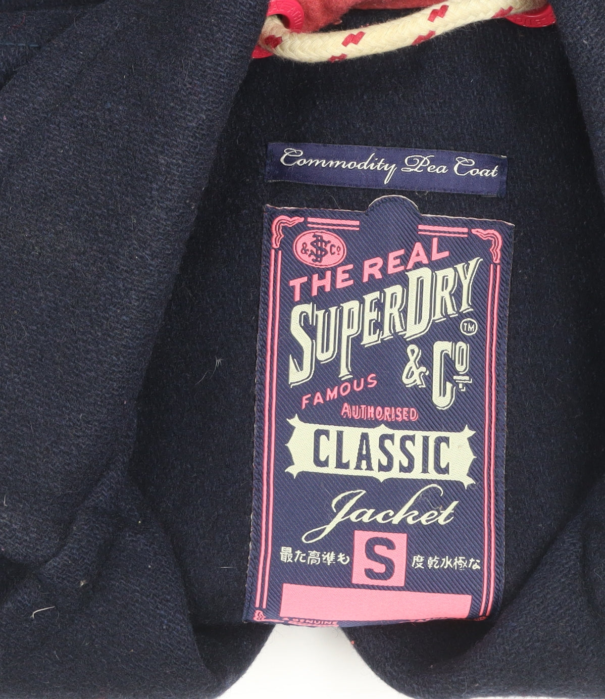 Superdry Women's Blue Wool Classic Pea Coat Jacket Size S