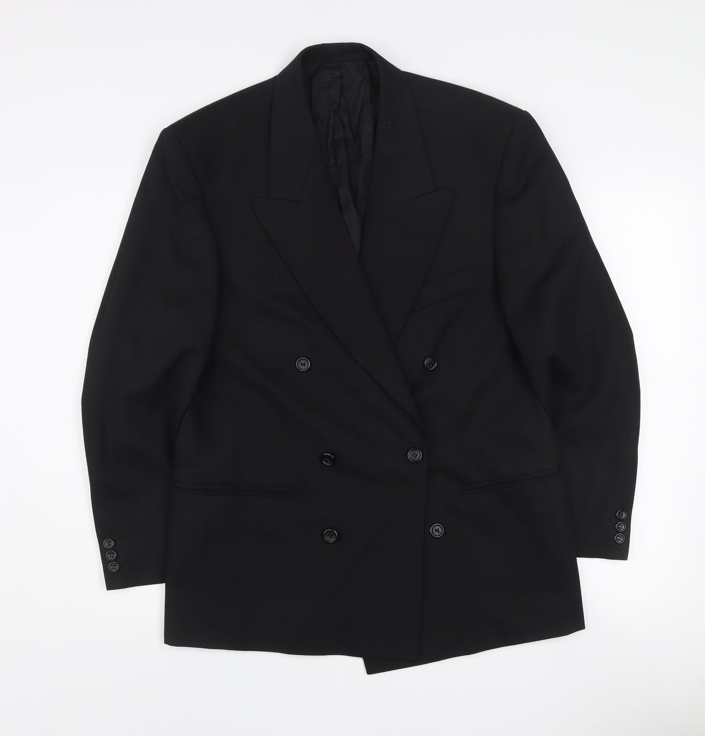Burton Menswear Black Double-Breasted Suit Jacket 38in Short
