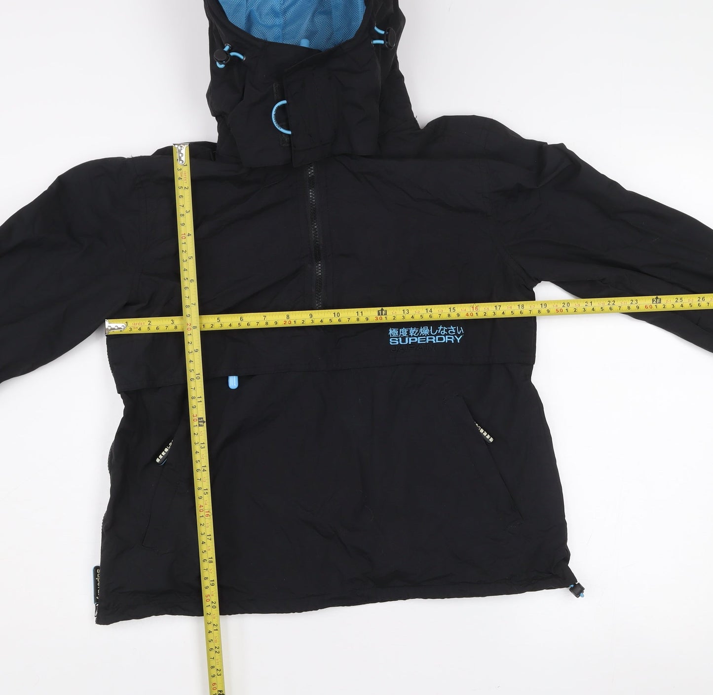 Superdry Men’s Black Windcagoule Hooded Windbreaker Jacket Size S