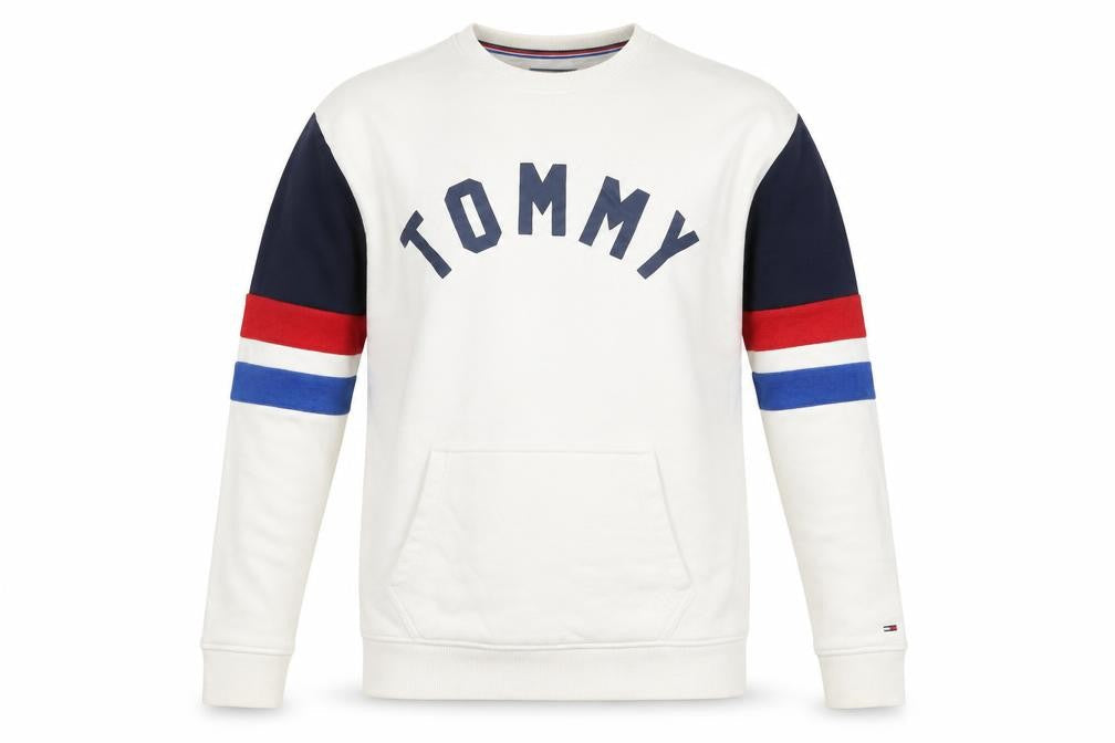 Mens UK S Relaxed Tommy Jeans White Pullover Sweatshirt