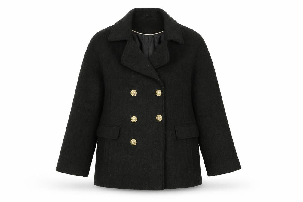 Marks & Spencer Women’s Green Wool Blend Double-Breasted Pea Coat Size 10
