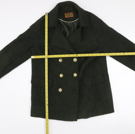 Marks and Spencer Women’s Green Wool Blend Double-Breasted Pea Coat Size 10