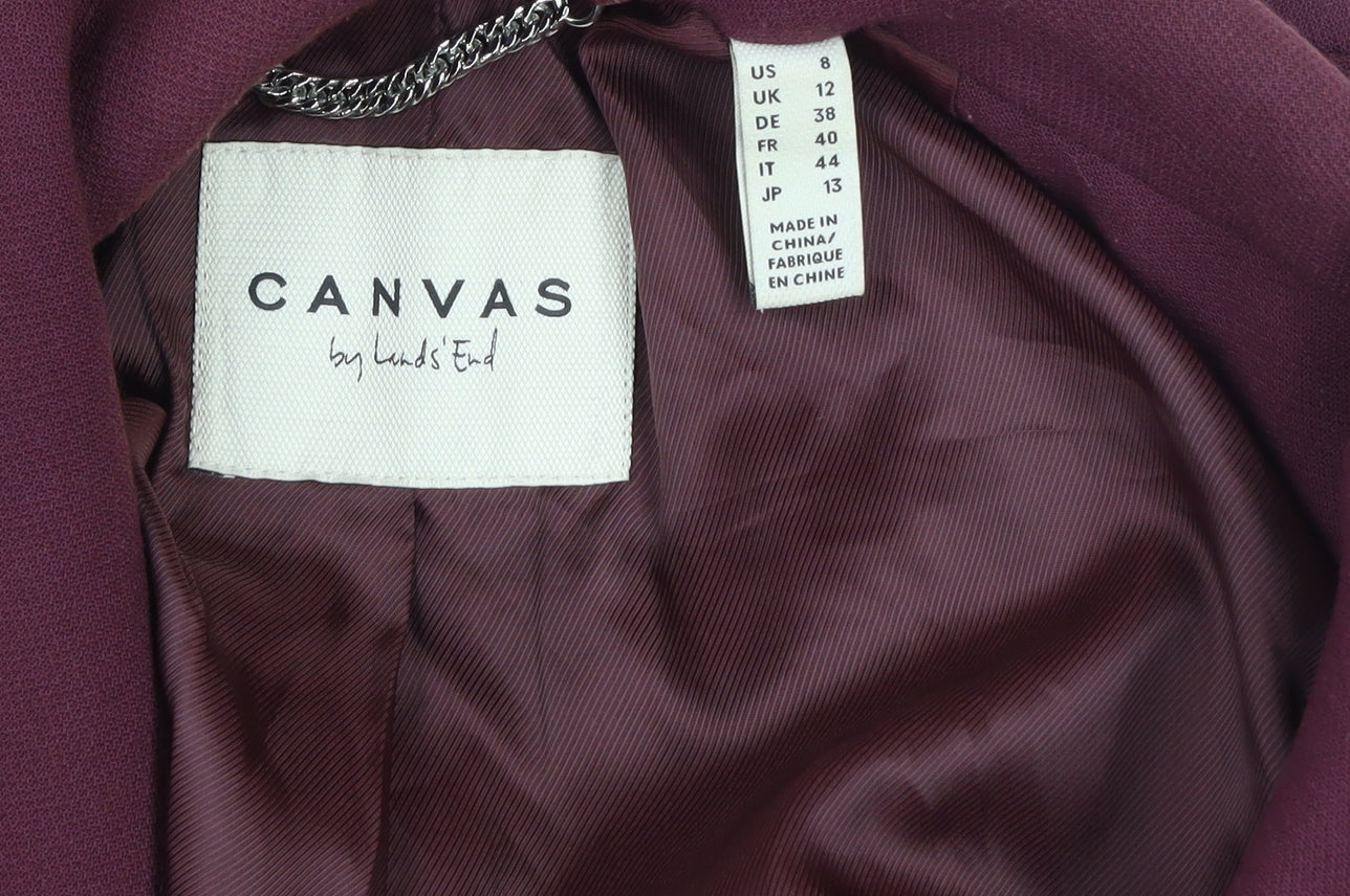 Lands' End Women's Red Belted Trench Coat Size 12 Long Sleeve