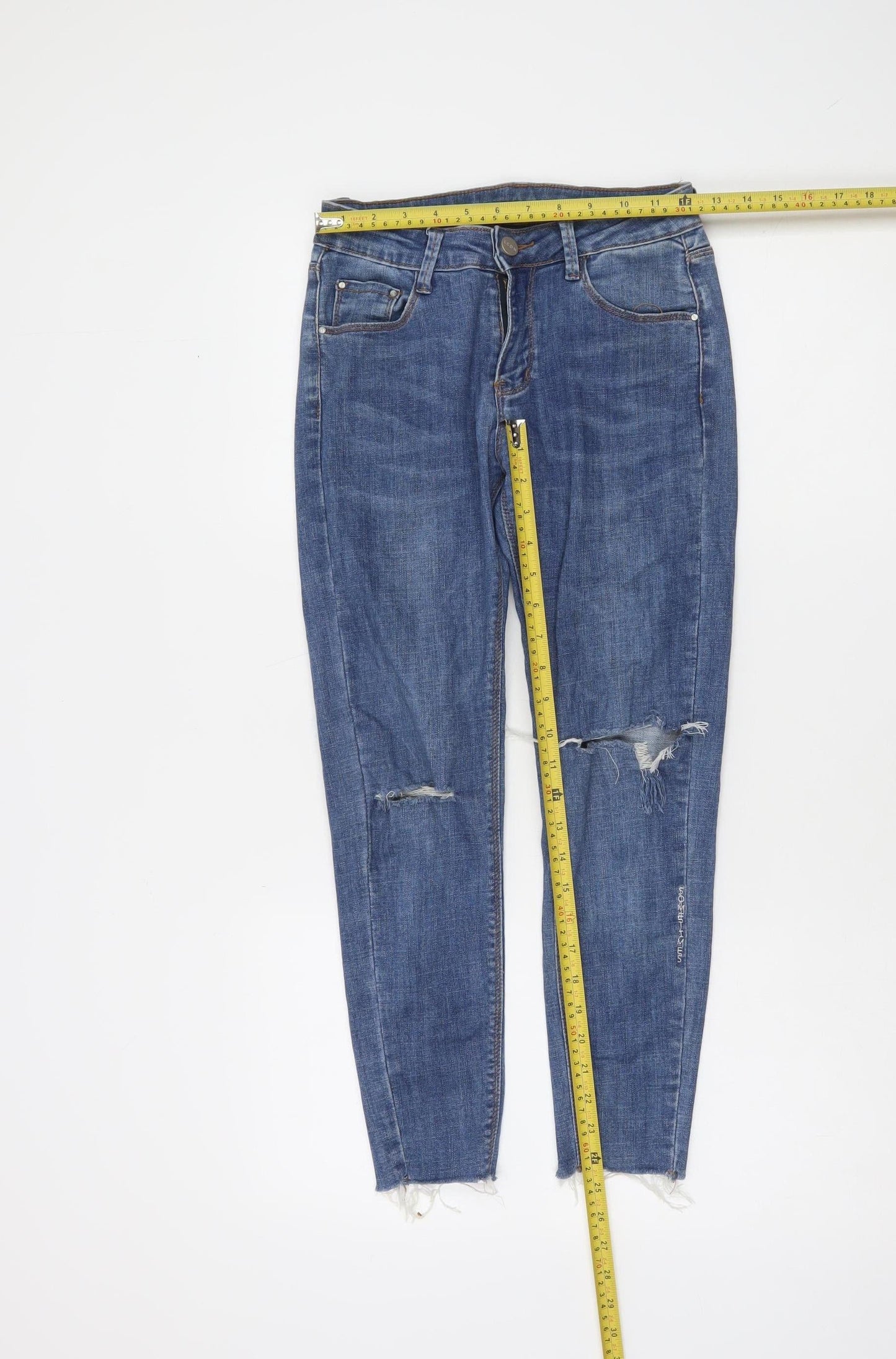 YOYRSC Women's Blue Distressed Skinny Jeans Size 27
