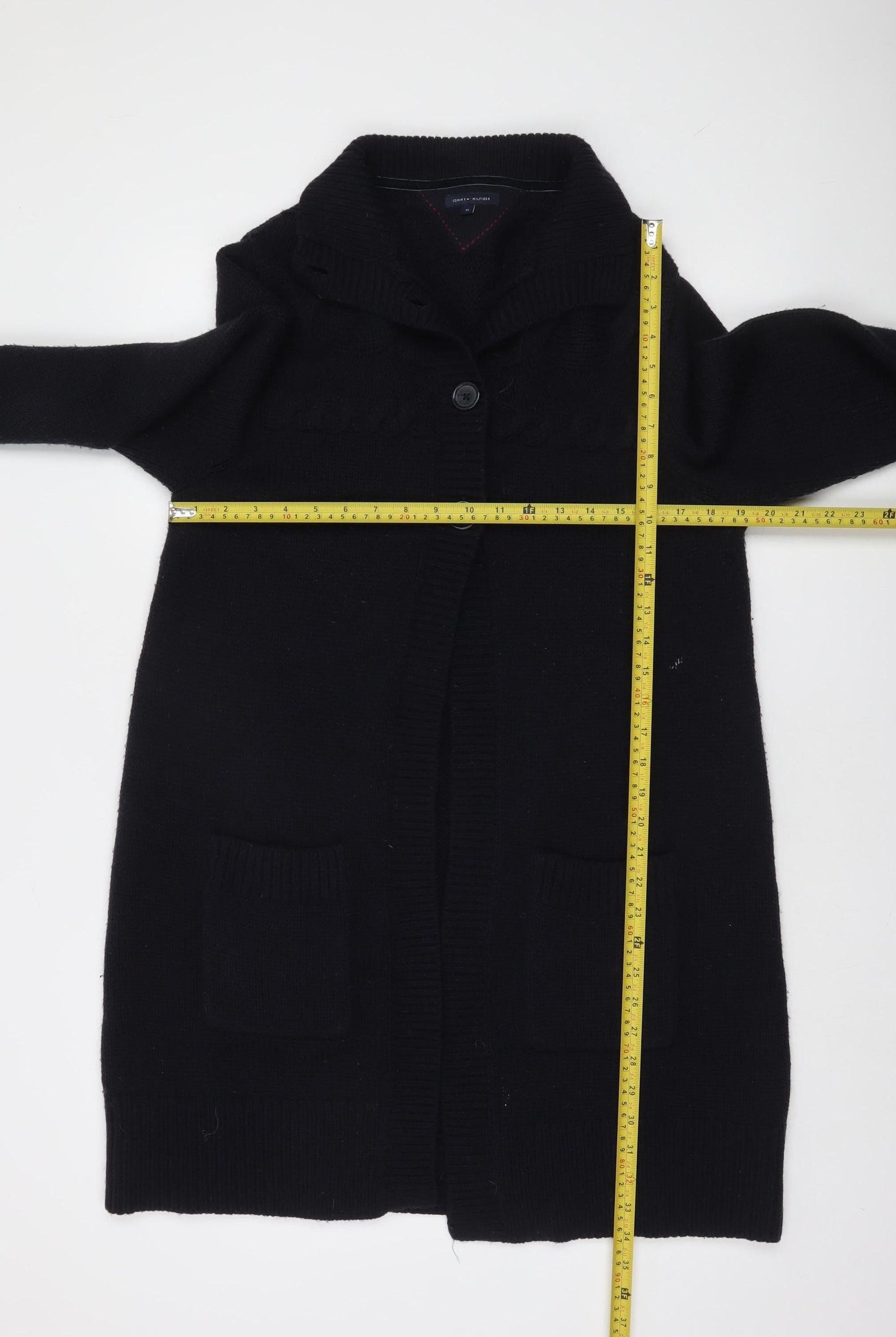 Tommy Hilfiger Women’s Black Wool Blend Cable Knit Cardigan XL