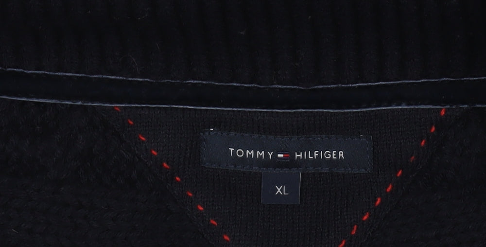 Tommy Hilfiger Women’s Black Wool Blend Cable Knit Cardigan XL