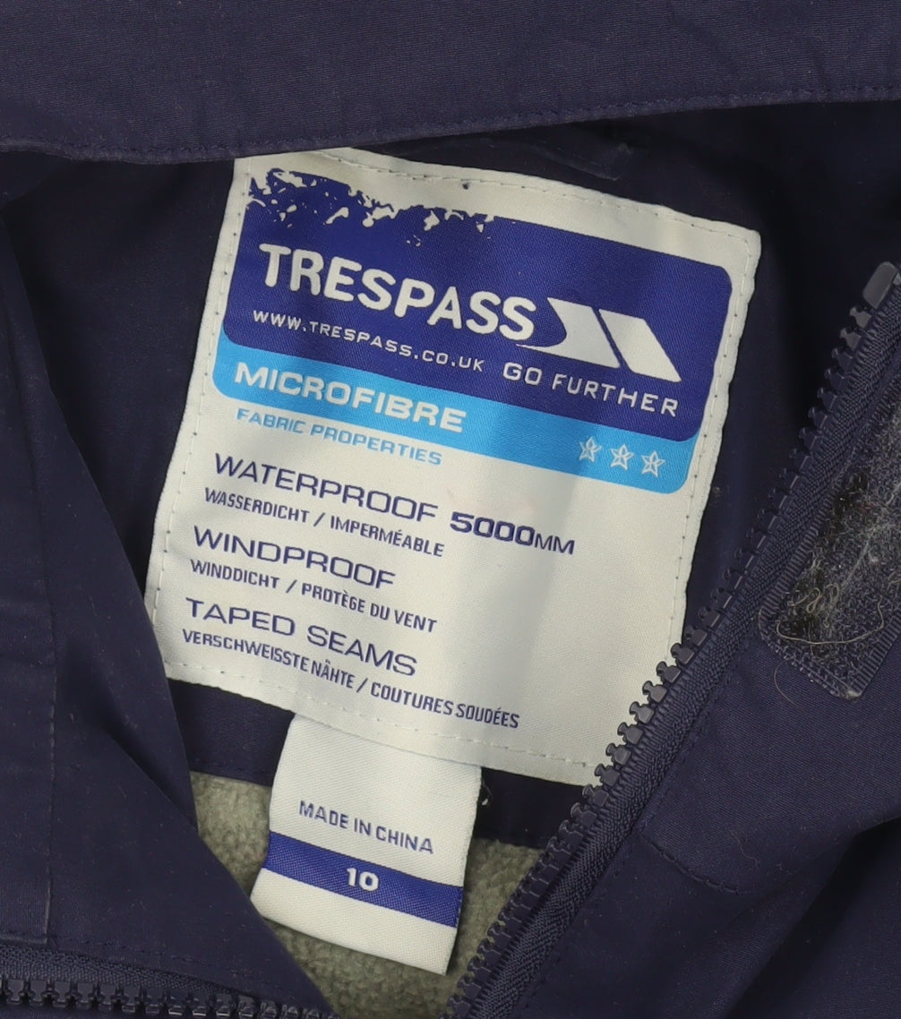 Trespass Womens Blue Waterproof Windproof Hooded Rain Jacket Size 10