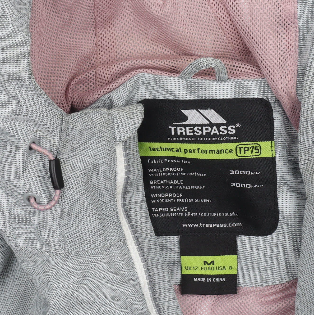 Trespass Womens Grey Waterproof Hooded Outdoor Jacket Size 12