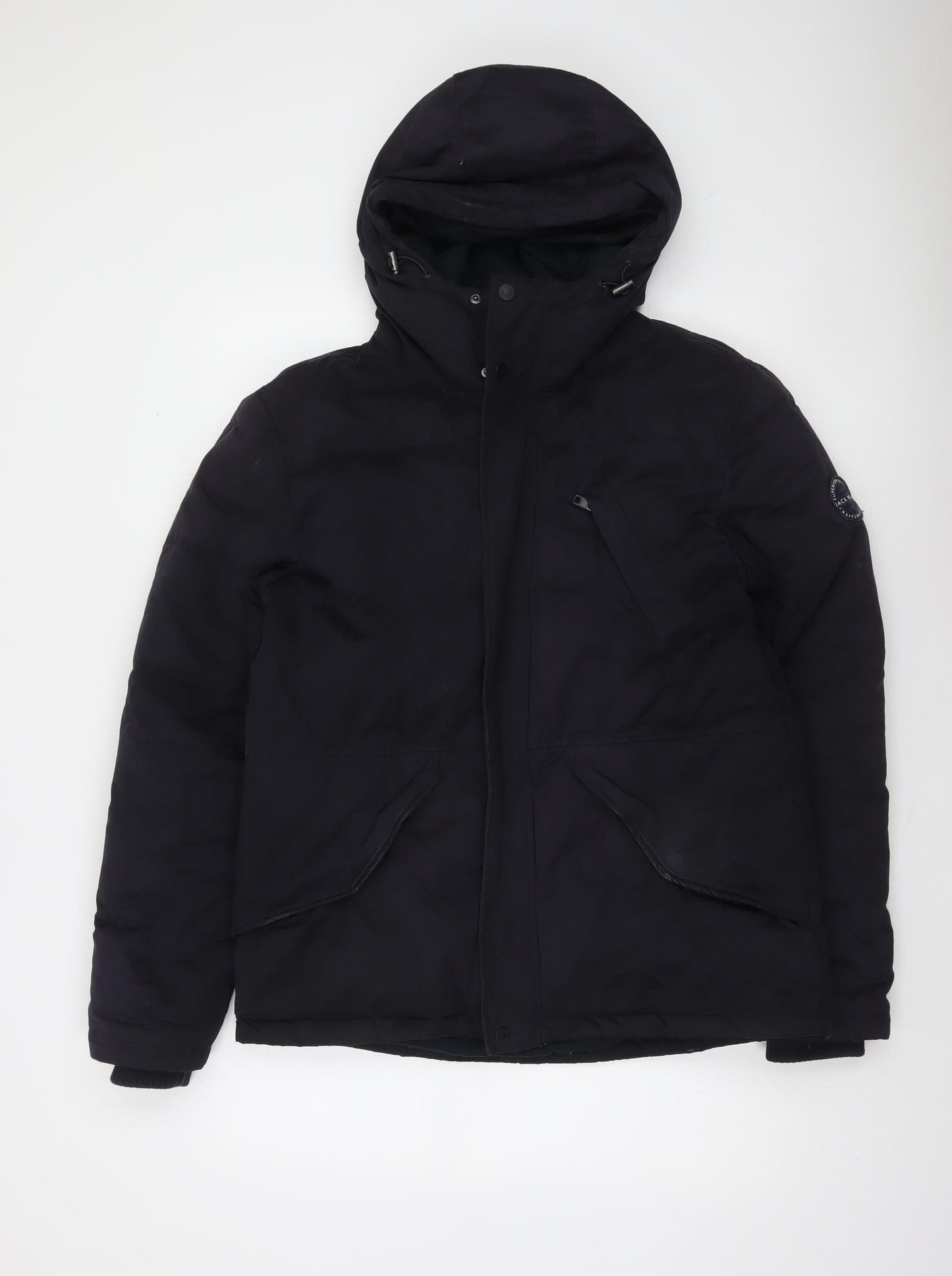 Jack Wills Men's Black Hooded Puffer Jacket Size M Winter Coat