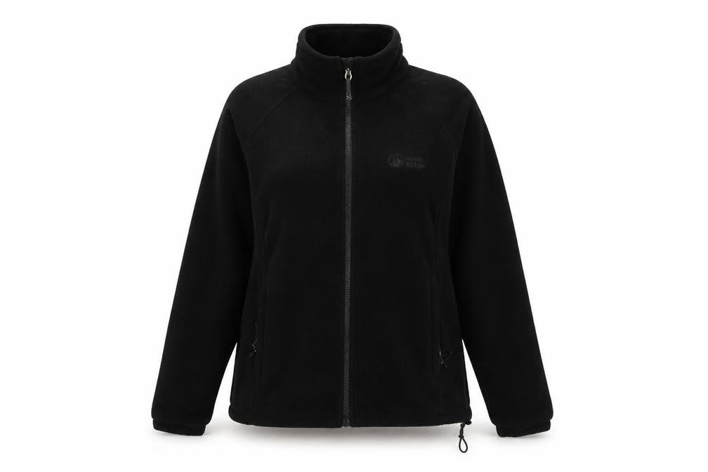 North Ridge Women Black Fleece Full Zip Jacket Size 12