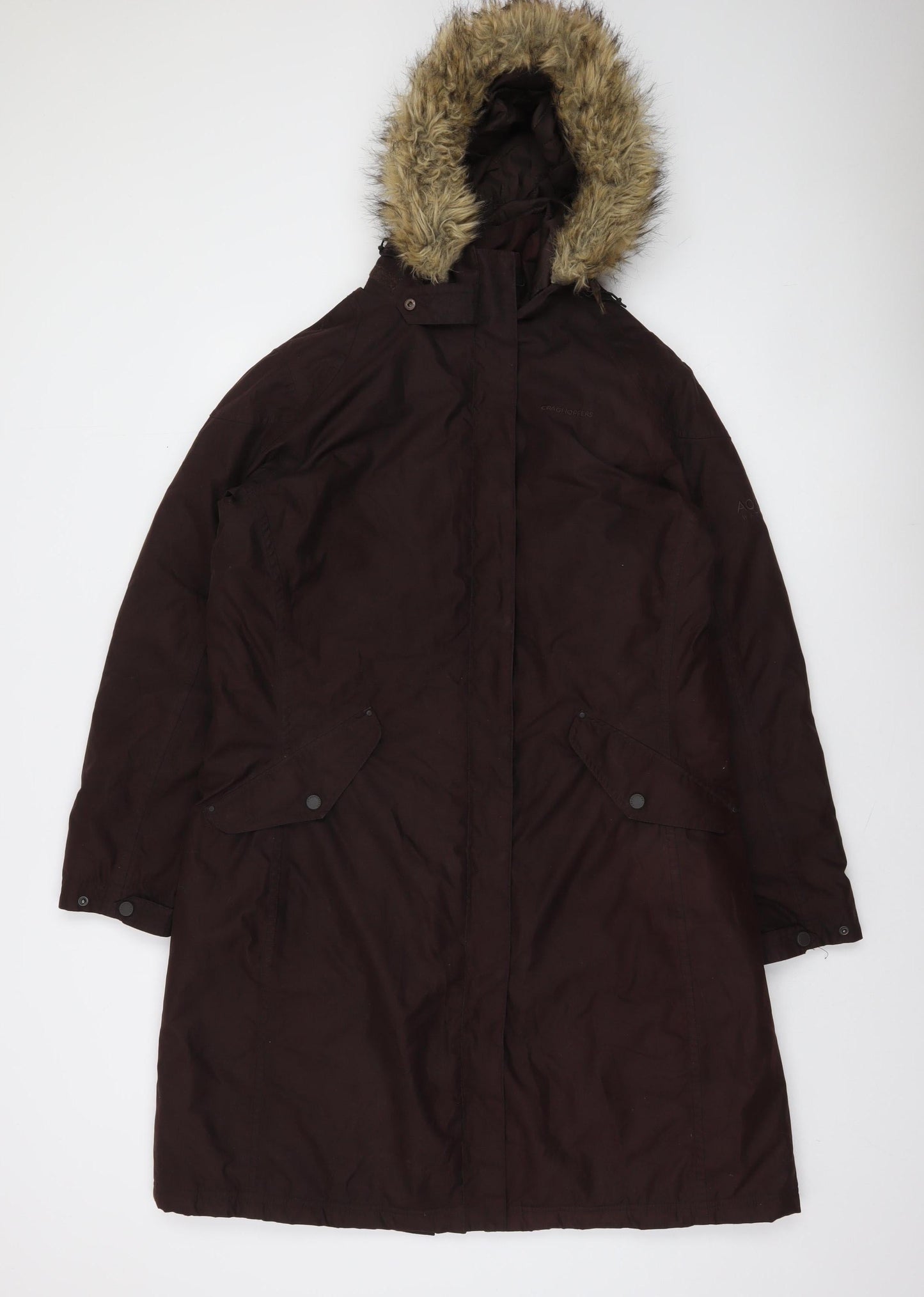 Craghoppers Women's Brown Long Hooded Parka Coat UK 14
