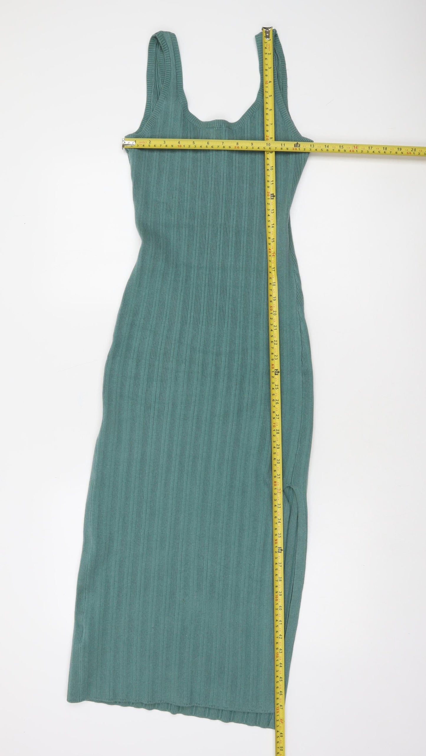 Abercrombie & Fitch Women's Green Ribbed Bodycon Midi Knit Dress Size S