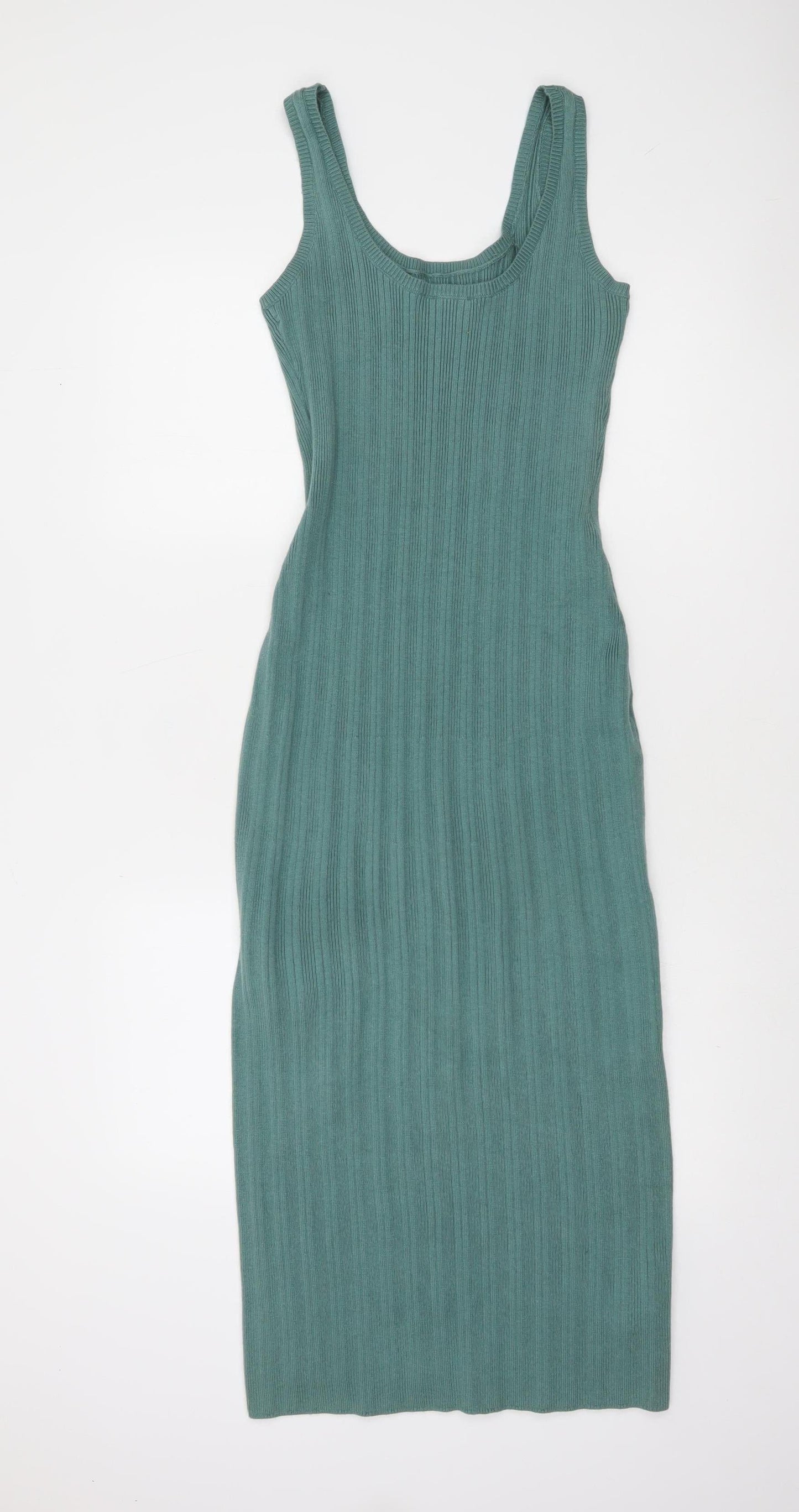 Abercrombie & Fitch Women's Green Ribbed Bodycon Midi Knit Dress Size S
