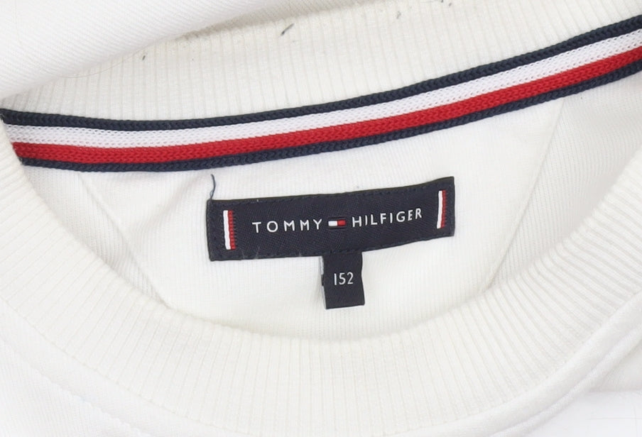 Tommy Hilfiger Boys White Logo Crew Neck Sweatshirt 12 Years