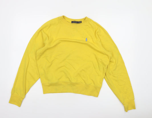 Polo Ralph Lauren Womens Yellow Cotton Blend Crew Neck Sweatshirt Size S