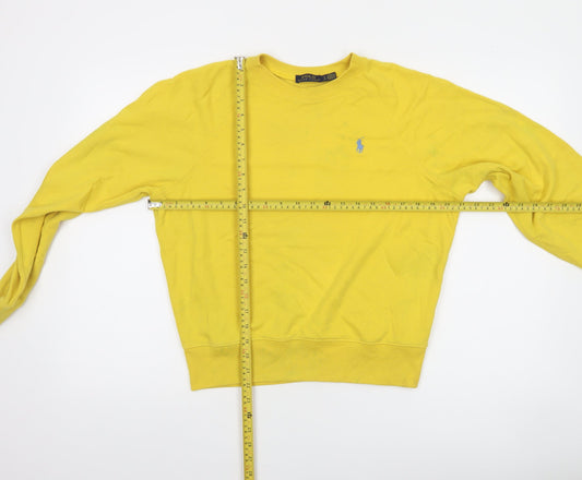 Polo Ralph Lauren Womens Yellow Cotton Blend Crew Neck Sweatshirt Size S