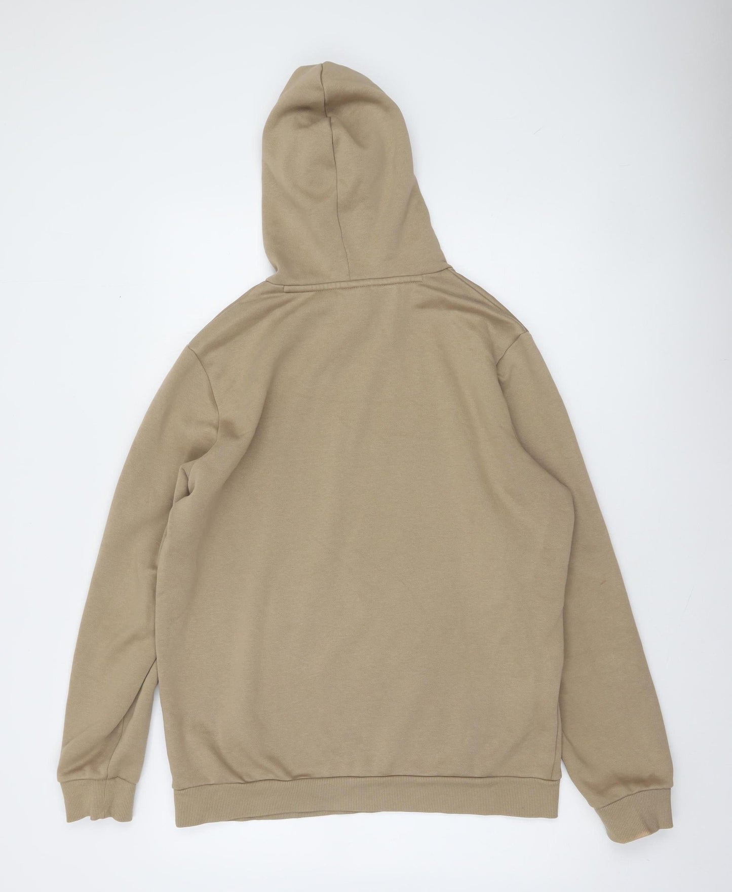 Puma Men's Beige Pullover Hoodie M Logo Fleece Sweatshirt