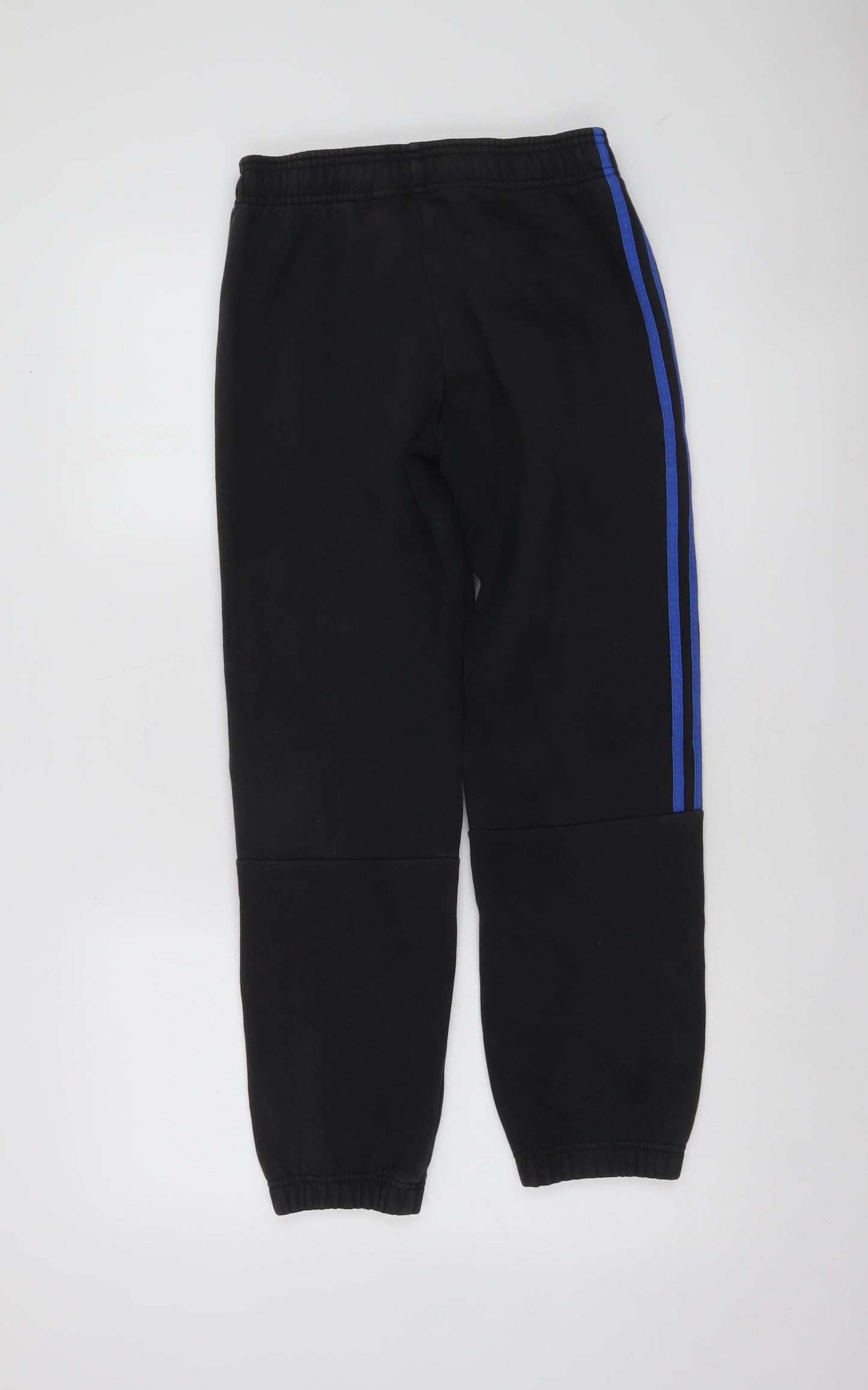 Adidas Boys Black Jogger Trousers 11-12 Years Side Stripe Cotton Blend