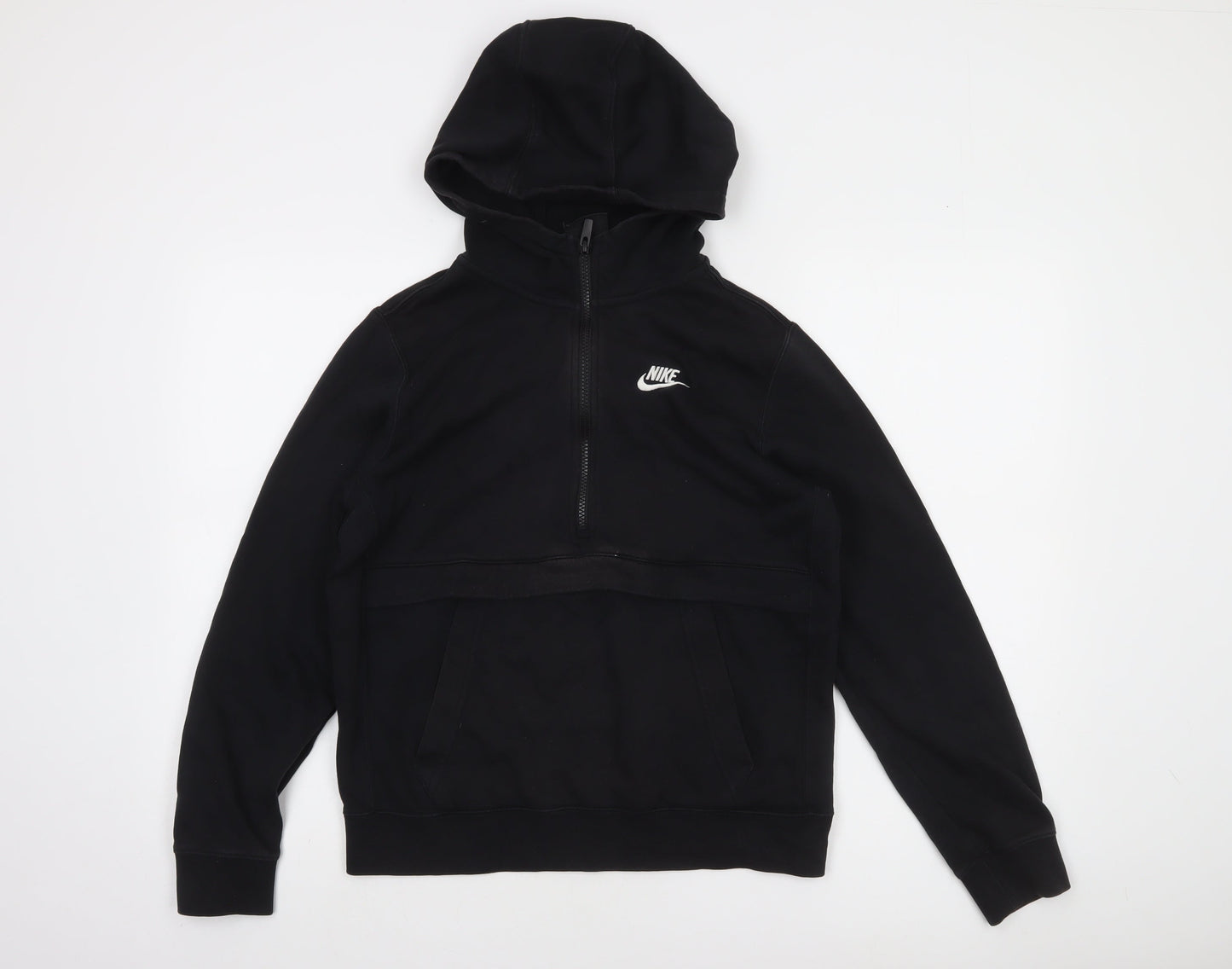 Nike Boys Black XL Hoodie Standard Fit Half Zip Cotton Blend