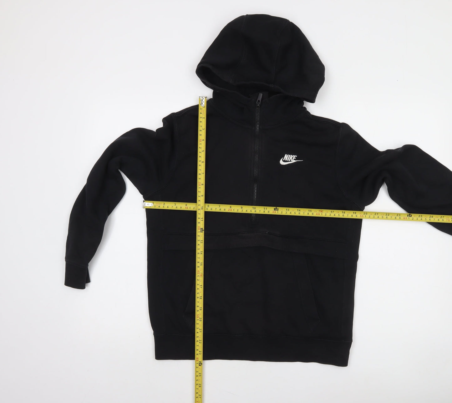Nike Boys Black XL Hoodie Standard Fit Half Zip Cotton Blend