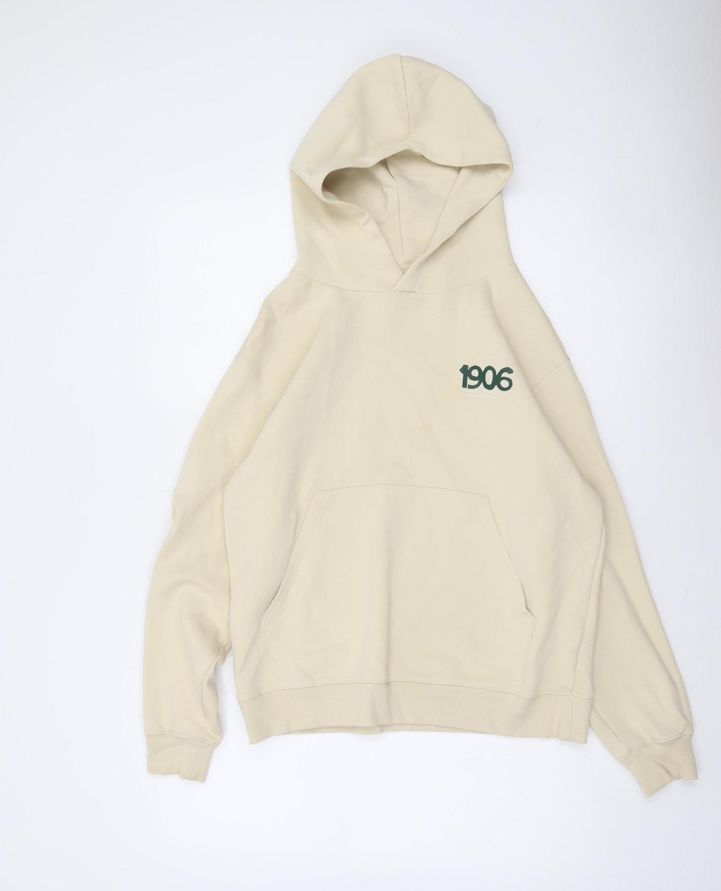 New Balance Womens Beige Pullover Hoodie Medium Cotton Blend 1906 Logo