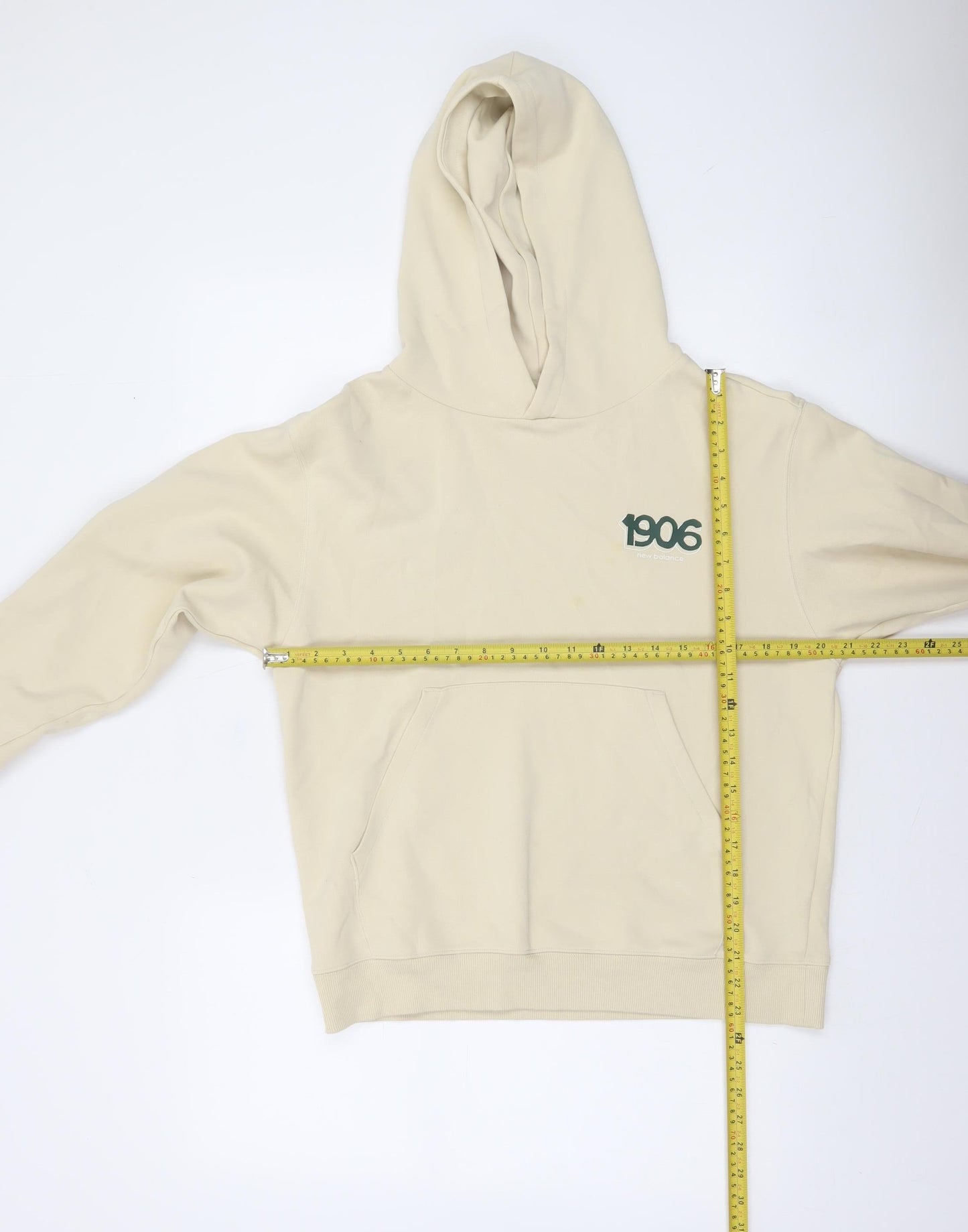 New Balance Womens Beige Pullover Hoodie Medium Cotton Blend 1906 Logo