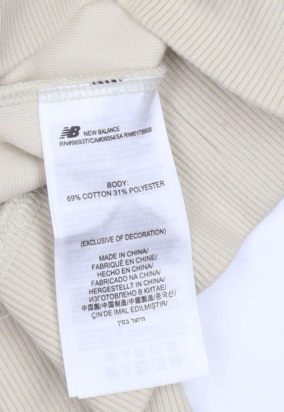 New Balance Womens Beige Pullover Hoodie Medium Cotton Blend 1906 Logo