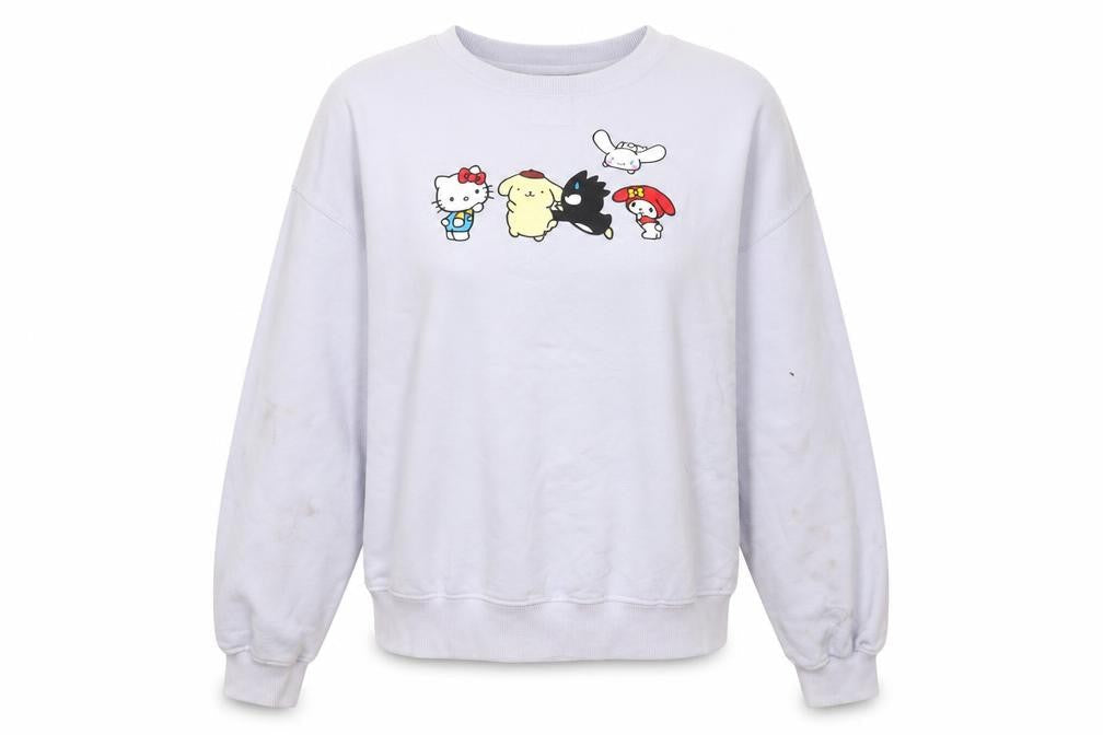 Front view of Zara girls’ white hello kitty pullover sweatshirt 13-14 years cotton casual