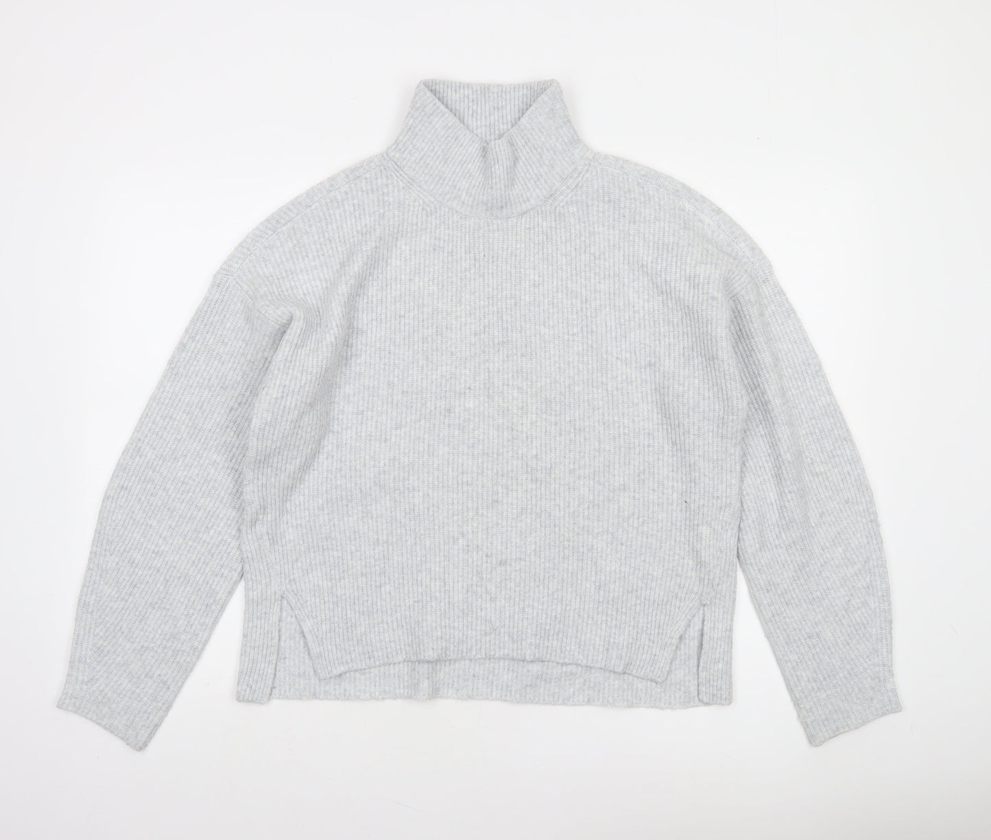 Abercrombie & Fitch Womens Grey Mock Neck Ribbed Knit Jumper Size M