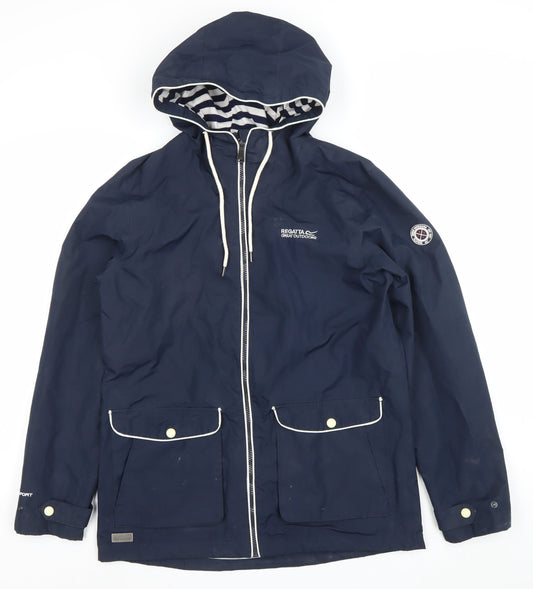 Regatta Women’s Blue Waterproof Hooded Rain Coat Jacket Size 12