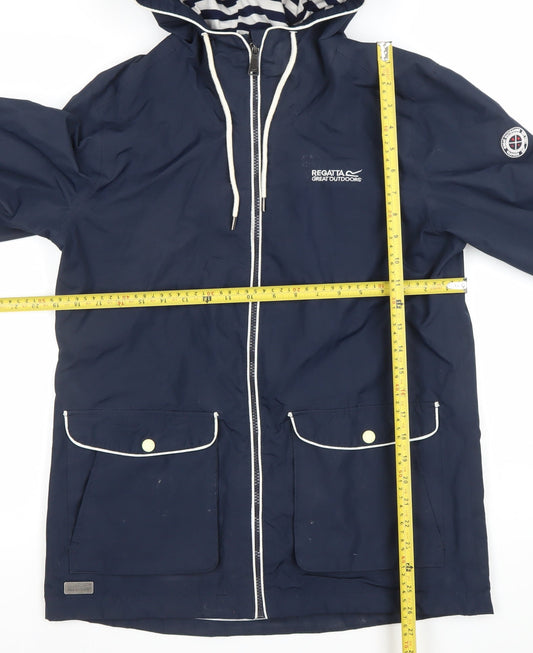 Regatta Women’s Blue Waterproof Hooded Rain Coat Jacket Size 12