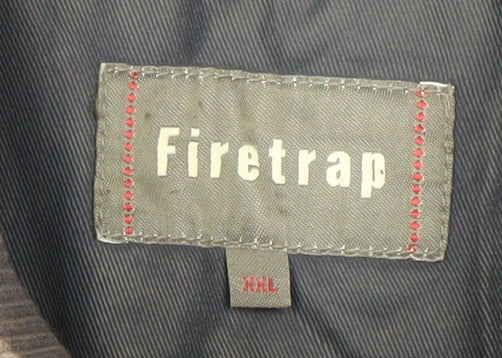 Firetrap Men's Blue XXL Biker Jacket Cotton Lined Mid-Length