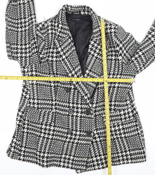 Et Vous Women's Black Check Blazer Jacket Size 20 Wool Look Lined