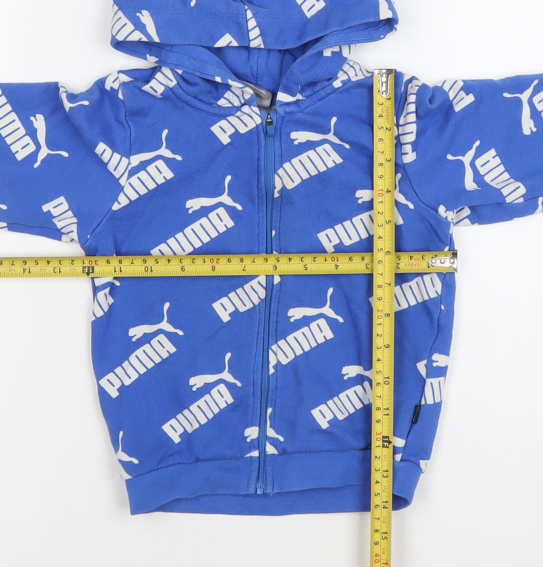 Puma Boys Blue Full Zip Hoodie 2 Years Graphic Logo Design