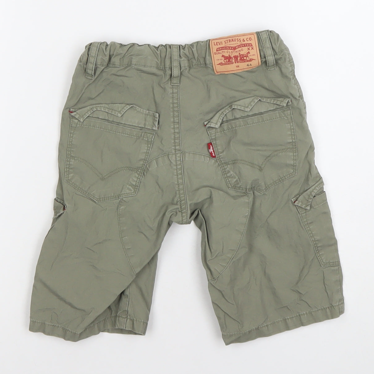 Levi's Boys Green Cargo Shorts 4 Years Twill Cotton Elastic Waist