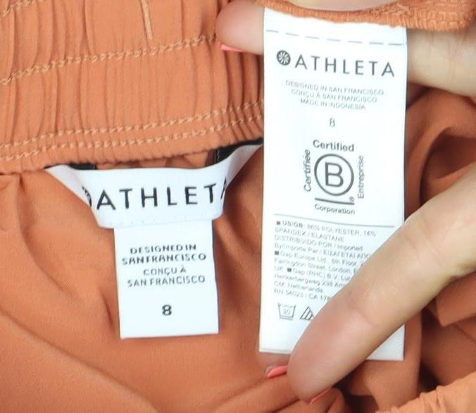 Athleta Women's Orange Nylon Stretch A-Line Skirt Size 8