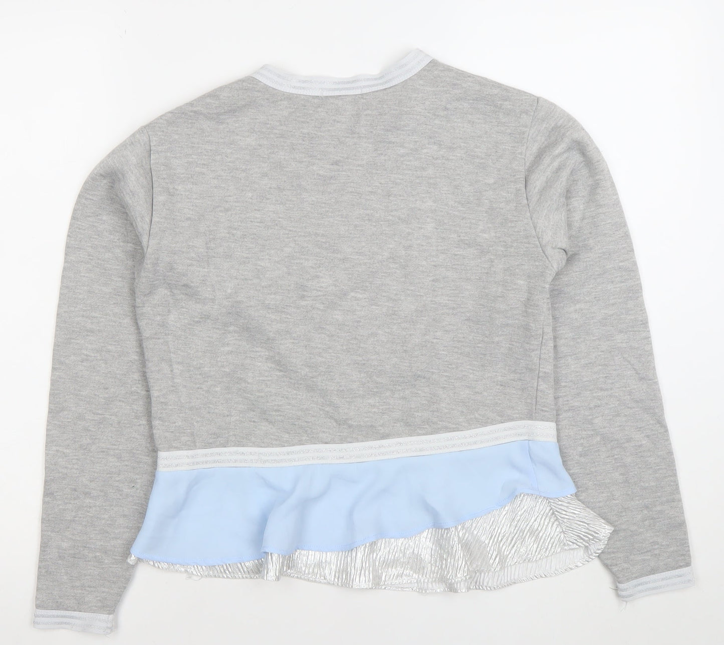 Diesel Womens Grey Blue Ruffle Hem Pullover Sweatshirt Size S