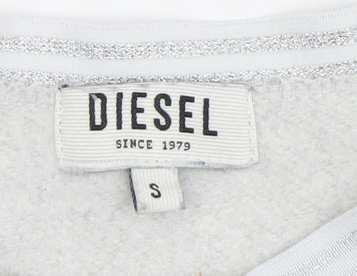 Diesel Womens Grey Blue Ruffle Hem Pullover Sweatshirt Size S