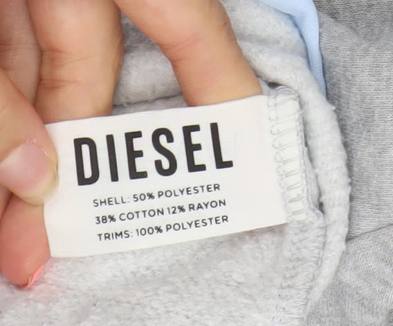 Diesel Womens Grey Blue Ruffle Hem Pullover Sweatshirt Size S