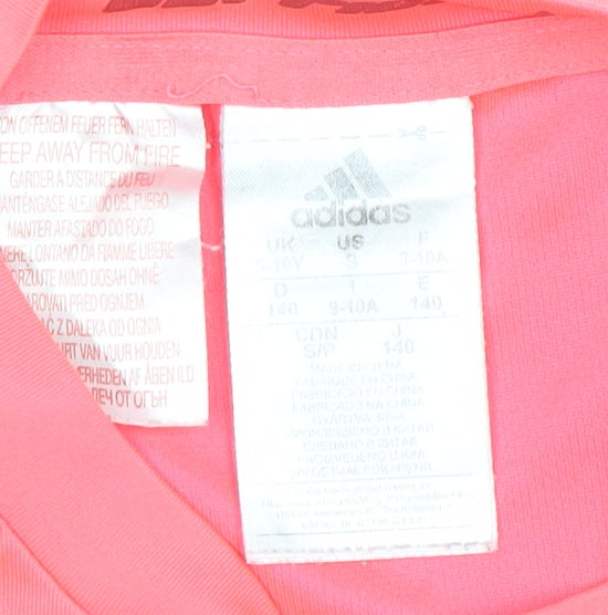 Adidas Girls Pink Lightweight Active T-Shirt 9-10 Years Short Sleeve Sports Top