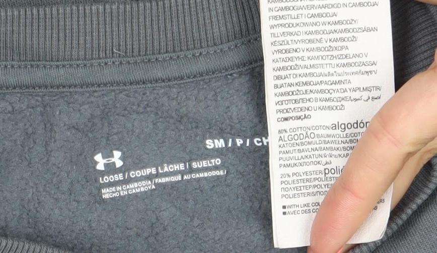 Under Armour Men’s Grey Small Crew Neck Pullover Sweatshirt