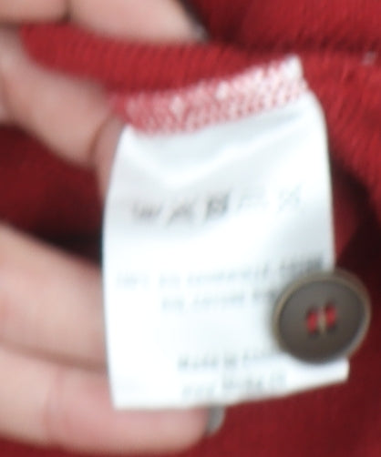 Naturaline Women Red Henley Hoodie Medium Organic Cotton Pullover