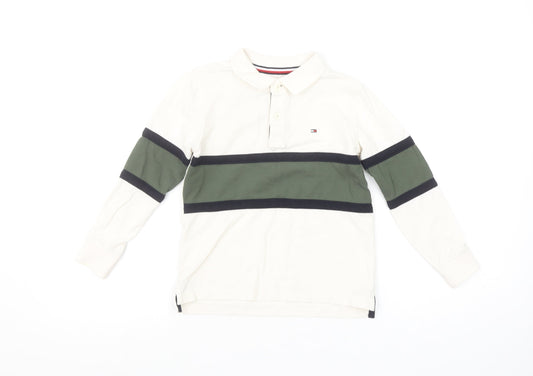 Tommy Hilfiger Boys White Long Sleeve Polo Shirt Size 6 Years