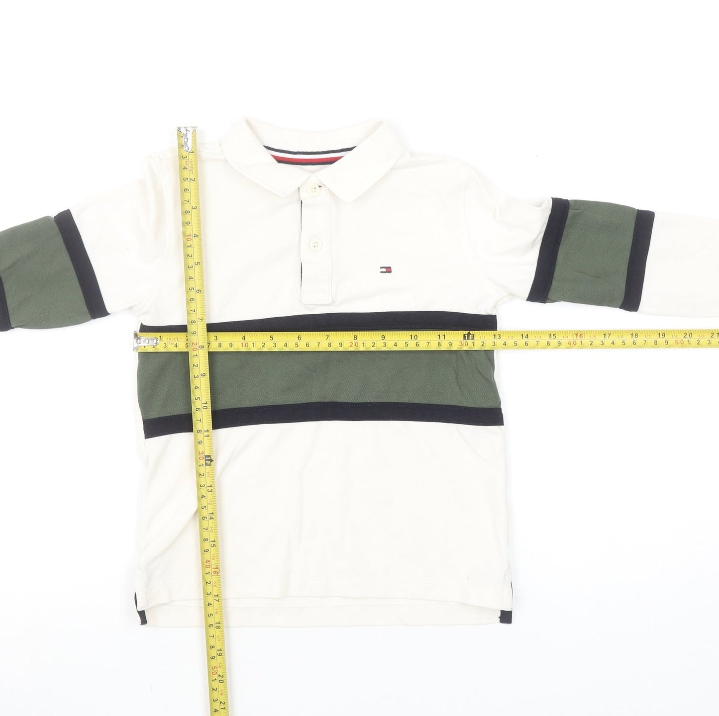 Tommy Hilfiger Boys White Long Sleeve Polo Shirt Size 6 Years