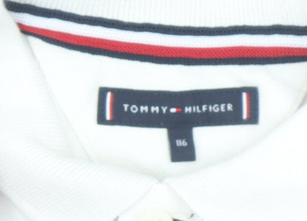 Tommy Hilfiger Boys White Long Sleeve Polo Shirt Size 6 Years