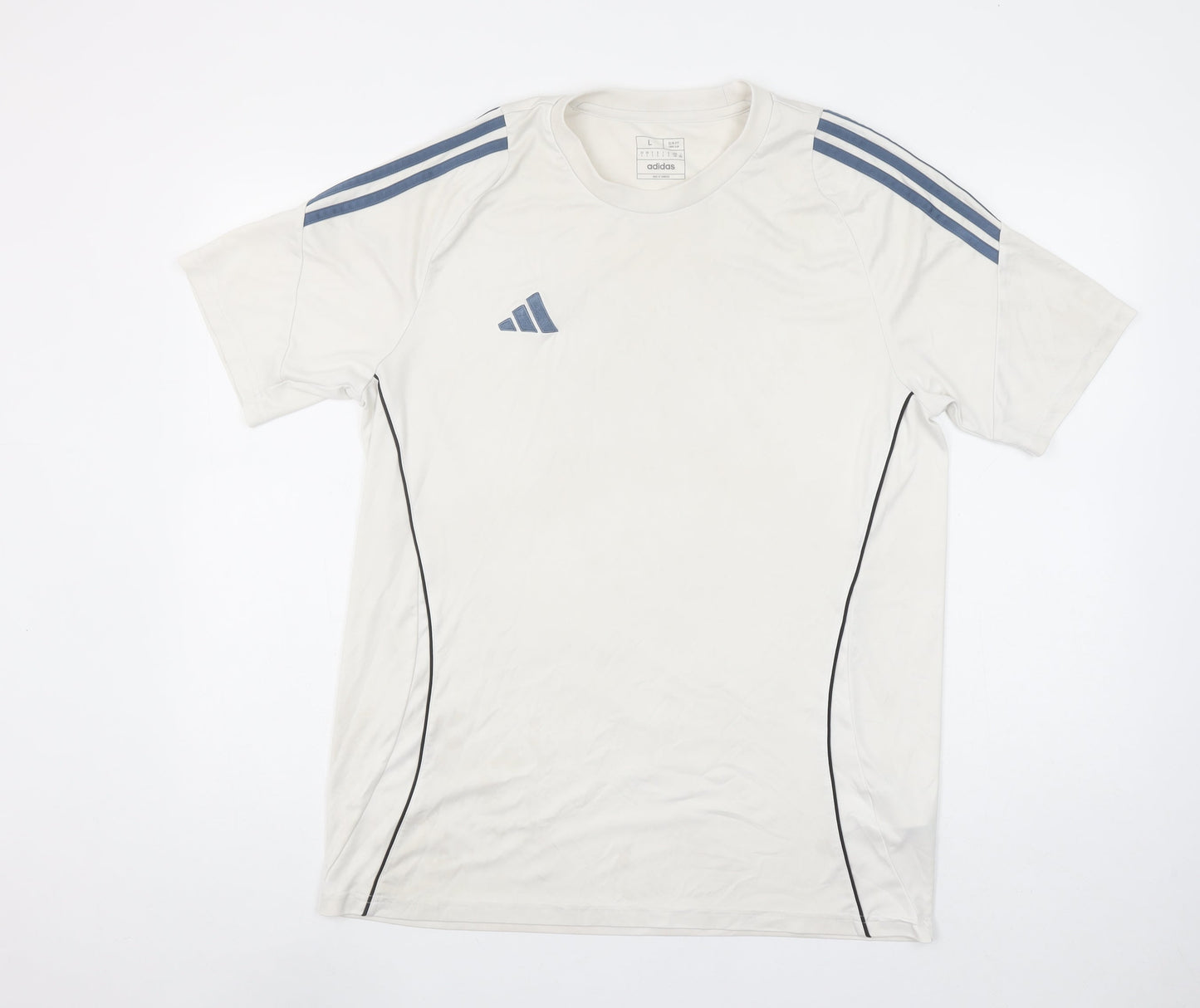 Adidas Men's White Slim Fit Sports T-Shirt Size L Polyester